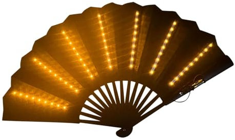 Generisch Faltventilator für Festivals,LED-Handventilator - Leuchtender -Handventilator - Mehrzweck-Faltfächer für Karneval, tragbarer Handfächer für Bühne, Bar, Bauchtanz, Fotografie