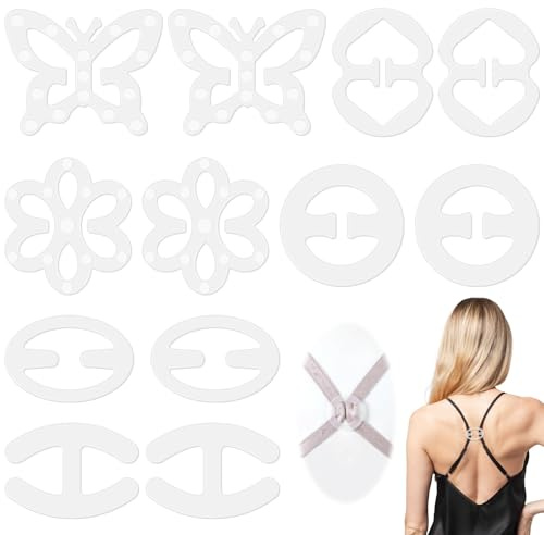 Tyqour 12 Stück Durchsichtige BH Träger Clip, BH Clips für BH Träger Rücken, Unsichtbar Damen BH Träger Halter, Runden Racerback-BH-Clips Set BH Zubehör für Verhindern Schultergurte Rutschen