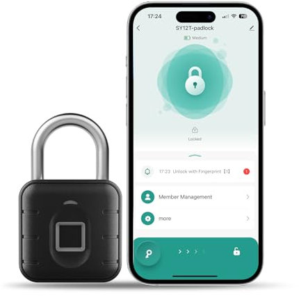 NexusLab Smart Fingerprint Padlock, Locker Lock, Gym Lock with TUYA App Control, IP67 Waterproof, 10 Fingerprints, Stainless Steel Shackle for School Locker, Fence, Gym Locker & Outdoor Gatres