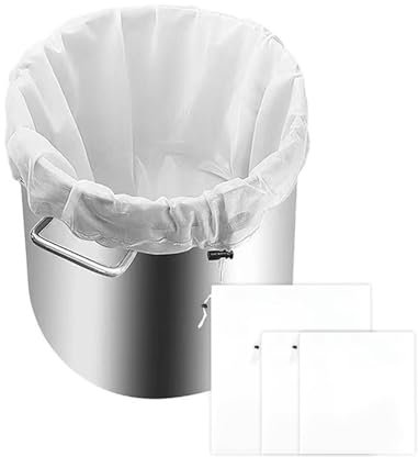 KLEHOPE Presstuch für Obstpresse, 3 Stück Nussmilchbeutel, Passiertuch Wiederverwendbare, mit Kordelzug, 2 Größen, für Filtern Wein, Bier, Milch, Saft