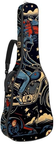 Cartoon Vintage Motorrad 36 41 106,7 cm Akustikgitarrentasche mit verstellbarem Schultergurt Gitarrentasche mit Rückenaufhänger, geeignet für E-Gitarren, Bassgitarren, klassische Gitarren, Ukulele,