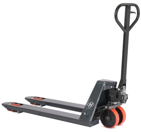 HEMMDAL Hubwagen | 2.500 kg Tragkraft | 1.150 mm Gabellänge | Lenkrad/Gabelrolle aus robustem Polyurethan | Tandem-Gabelrollen | Palettenhubwagen