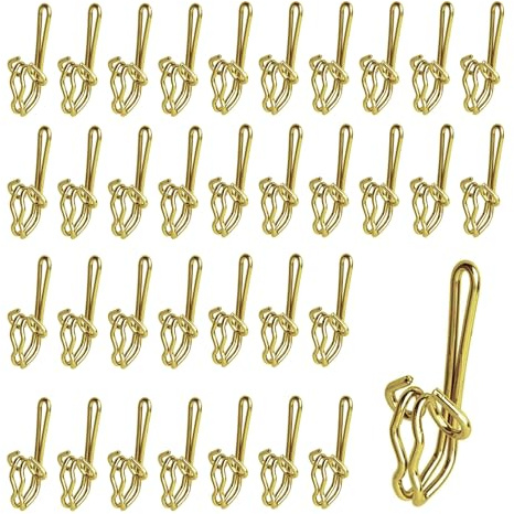 Brass Curtain Hooks,Heavy Duty Metal Metal Drapery Curtain Hooks,100pcs | MetalCurtain Hooks,Heavy Duty CurtainHooks for Window,Door,Shower Curtain,Pencil PleatCurtains,Gold