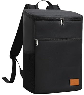 Zaino termico pieghevole, grande capacità, 36 lattine, impermeabile, portatile, adatto per viaggi, spiaggia, picnic e pesca (nero)