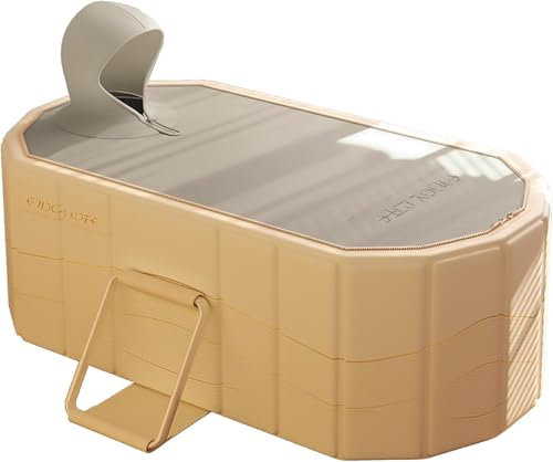 Simcat Baignoire chaude et glacée portable pour adultes, 120 x 55 cm, pliable, autoportante, couvercle inclus, isolation épaisse (120 x 55 x 50 cm)