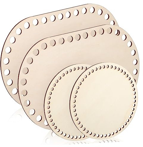 BELLIFFY 4stücke Holzboden Zum Häkeln Korbboden Aus Naturholz Oval Und Rund DIY Häkelkorb Böden Passend Für Taschenbodenformer Und Strickzubehör