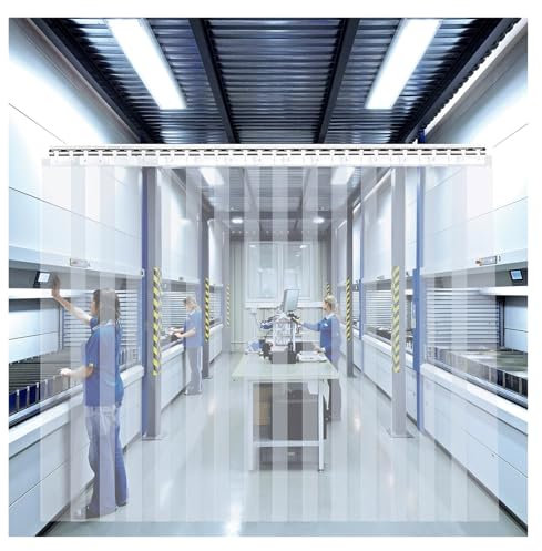 SYFXZZDS Industrie-Streifenvorhang PVC Lamellenvorhang, Windschutz klar Transparent PVC Streifen Vorhang für Kühlraums, Lagertür Türs und Saubere Zimmer(75x210cm)