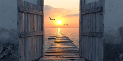 Malen Nach Zahlen Sonnenuntergang Malen Nach Zahlen Erwachsene Ozean DIY mit Rahmen Ölgemälde Set Malen Basteln, mit Pinseln Acrylfarben Kreativ Set für Erwachsene,Home Wand Dekor Gift 80x160cm E-1354
