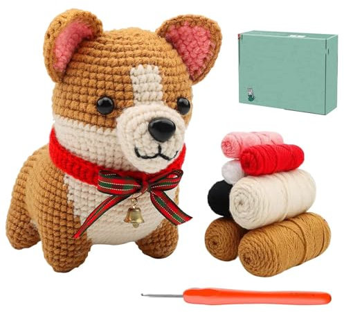 Jlobnyiun Strick-Starter-Set – Häkelnadel-Set, Hunde-Häkelset Für Anfänger | Komplettes Häkelset, Hunde-Häkelset Für Anfänger, Einfaches Strickset, Hunde-Häkel-Starterset Für Erwachsene Und Kinder