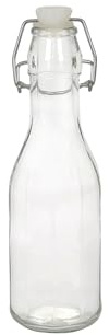 Argon Tableware 250ml Glass Bottle with Swing Top - Clear - 1x Reusable Empty Water Wine Milk Olive Oil Juice Gin Home Brew Brewing Drinking Fridge Dispenser Storage Jars with Stopper Lid
