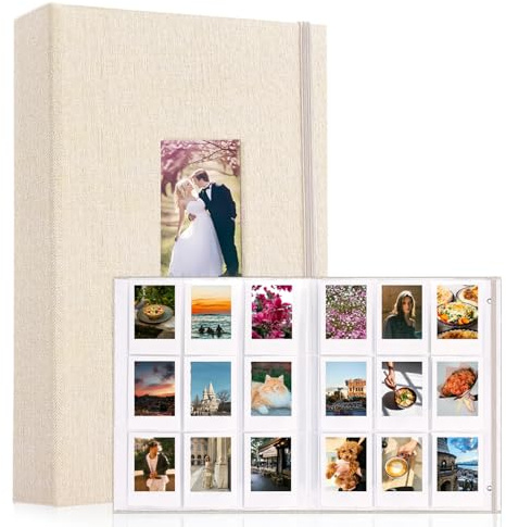 Álbum de fotos para mini fotos, 432 bolsillos, 2 x 3 pulgadas, álbum Polaroid compatible con Fujifilm Instax Mini y Polaroid Snap, color beige