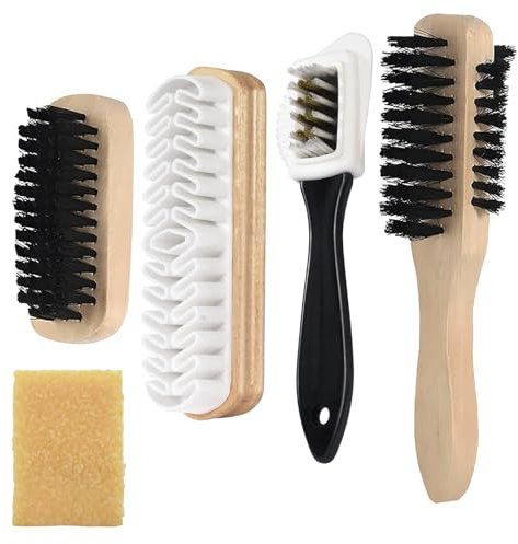 Lot de 5 brosses en daim pour chaussures, brosse à chaussures, brosse à chaussures, brosse polyvalente pour cuir suédé, pour daim, nubuck, daim et daim