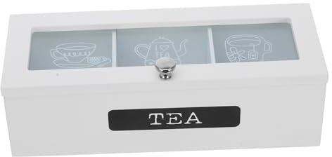 OUNONA Caja De Té De Madera Bolsita De Té Encimera Sostenedor Del Paquete De Azúcar Organizador De Paquetes De Azúcar Tea Organizer Titular Organizador De La Cafetería De Madera Blanco