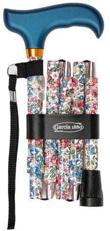 MAS QUE AYUDAS – Bastón para Mayores y Adultos Mini, Plegable y Portátil, Altura Ajustable 84-92 cm, Puño de Madera, Bastón para Caminar y Pasear, 380 g, Turquesa