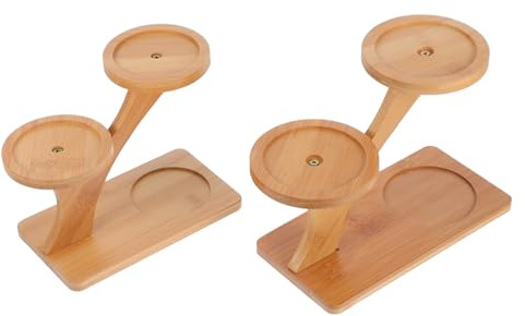 Toyvian Support à Plantes En Bambou Petit Pour Bureau Et Table, Lot De 2 Étagères Multi-niveaux Pour Rebord De Fenêtre, Plateau Solide Et Naturel Pour Exposition De Pots De Fleurs