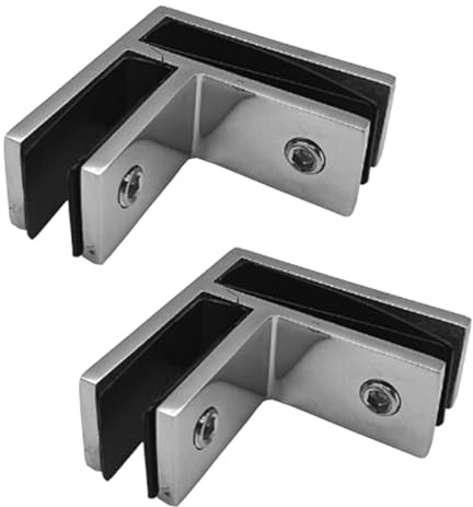 Abrazadera de vidrio a vidrio de acero inoxidable de 90 grados, abrazadera de barandilla plateada, soportes de esquina (10-12 mm) para valla, balaustrada, balcón (2 unidades)