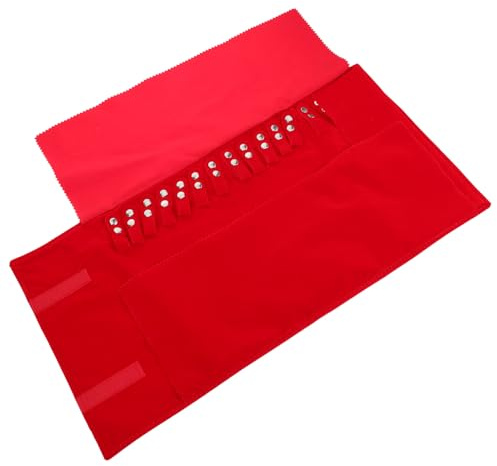 KOMBIUDA Bolsa Enrollable para Joyas Roja de Terciopelo Organizador Portátil para Collares y Pulseras Estuche Compacto Antirrayaduras para Viajes y Diario