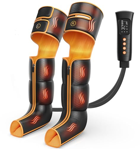 Leg Massager with Heat and Compression, Foot and Full Leg Massager for Circulation and Pain Relief, Sequential Compression Boots with 6 Modes, 6 Intensity, 3 Heat, Gifts for Mom, Dad, Athletes