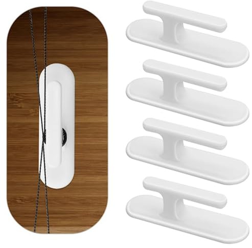 Twcyws 4 Pieces Blind Cord Winder Safety Blind Cord Hooks Blind Cord Holder Adhesive Wall Hook Wrap Cleats Children Proofing for Home Office Window Blinds Curtains Sun Shades Ropes White