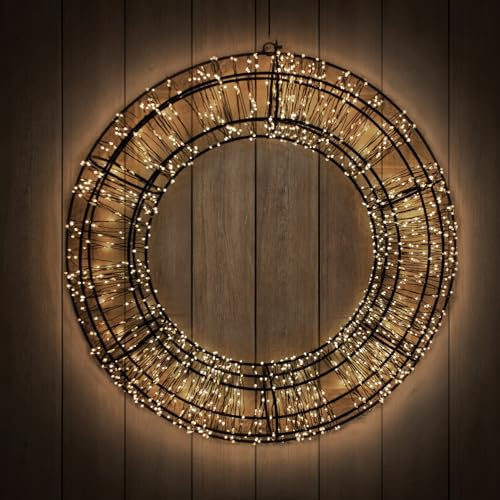 Weihnachtskranz mit 2400 warmweißen LEDs - dimmbar, mit Timer & Fernbedienung - schwarzes Kabel - inkl. Transformator IP44 - für Innen & geschützten Außenbereich Ø56cm