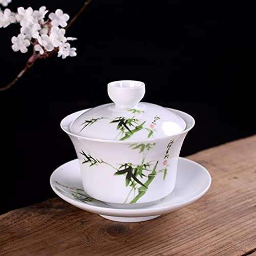 taza de té gaiwan, Taza de té china porcelana Gaiwan, juego sopera azul y blanca 150 ml con tapa platillo(5)