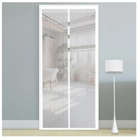 Tenda Zanzariera Magnetica Per Porta Tende for porta estiva magnetica in garza morbida for finestra autoadesiva multi-misura per Patio(White,80x210cm)