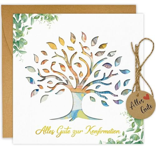 JOYEASE Konfirmation Geschenk, Geldgeschenk Konfirmation Verpackung mit Umschlägen, Lebensbaum Konfirmationskarten Konfirmationsgeschenk für Jungen Mädchen