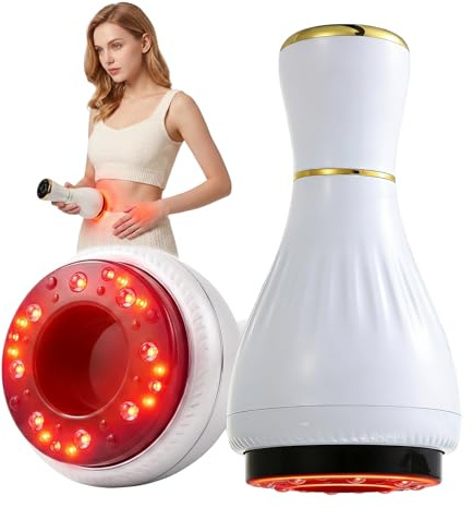 LuminaVerde Dispositivo de Masaje eléctrico contra la Celulitis y Las tensiones, 30 Niveles, calefacción con luz roja, magnetoterapia, Recargable por USB, Drenaje linfático para piernas y Cuerpo,