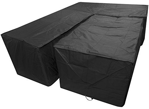 Woodside Black L Shape Outdoor Dining Patio Set Cover Medium Left Side Long