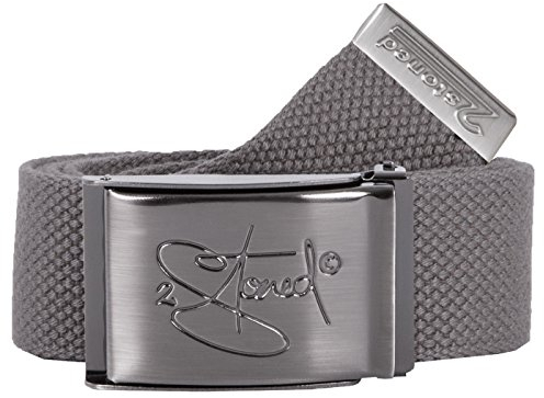 2Stoned Gürtel Stoffgürtel Grau, matte Schnalle Classic, 4 cm breit, Koppelgürtel für Damen und Herren
