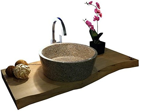 Waschbecken aus Naturstein, Granit, Model Kairo, gelb Ø42cm