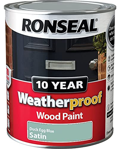 Ronseal Weatherproof 10 Year Exterior Wood Paint Duck Egg Blue Satin 750ml