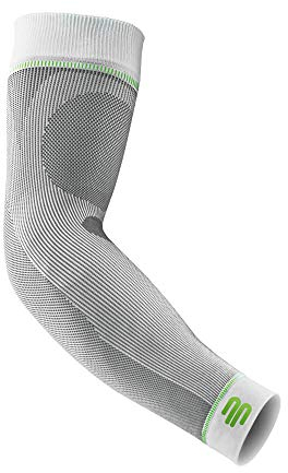 BAUERFEIND, 1 Paar Sport Kompressions-Armbandagen, Unisex, Rechts und links tragbar, Für Ball- und Ausdauersportarten, Stärkung der Muskulatur, Gr. L kurz, Weiß, 29355011000023
