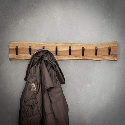 Maison ESTO Wandgarderobe Hängegarderobe 8 Haken 90 cm breit Akazie Holz Metall Garderobe