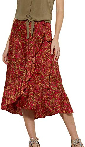 Coline - Jupe mi Longue Portefeuille - Couleur : Rouge - Taille : L/XL
