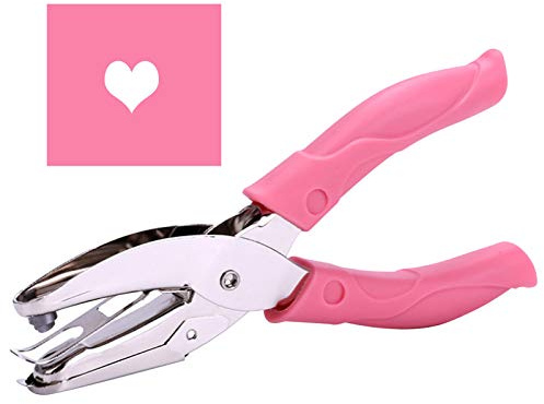 1 perforatrice manuelle en forme de cœur de 16 cm de long et 6,3 mm de diamètre avec couverture rose en cuir épais doux (cœur de 6 mm )