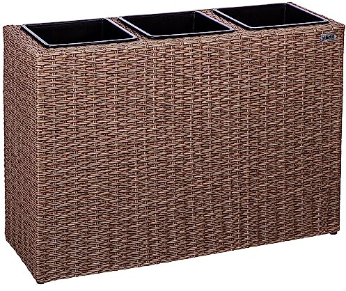 STILISTA® Blumentopf aus Polyrattangeflecht 84 x 29 x 60 cm inkl. Innentopf und Wasserablauf, in 4 unterschiedlichen Farben, Farbe Creme