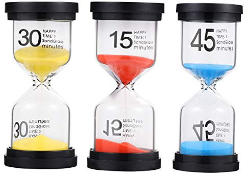 NUOBESTY 3 Piezas 15 Minutos Reloj de Arena 30 Minutos Y 45 Minutos Reloj de Arena Reloj de Arena Temporizadores Cepillarse Los Hora del Té Juguete Adornos para El Hogar
