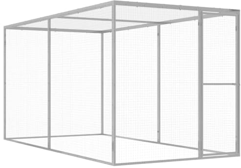 vidaXL Katzenkäfig 3x1,5x1,5m Verzinkter Stahl Katzengehege Haustierkäfig