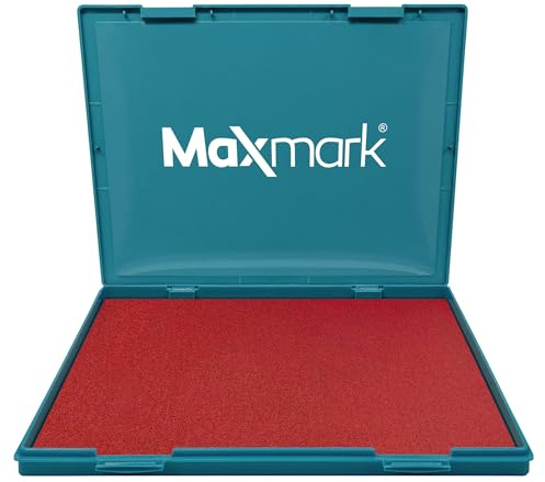 MaxMark Extra stor stämpeldyna med rött bläck – 21 cm x 29 cm – industriell filtdyna – röd färg