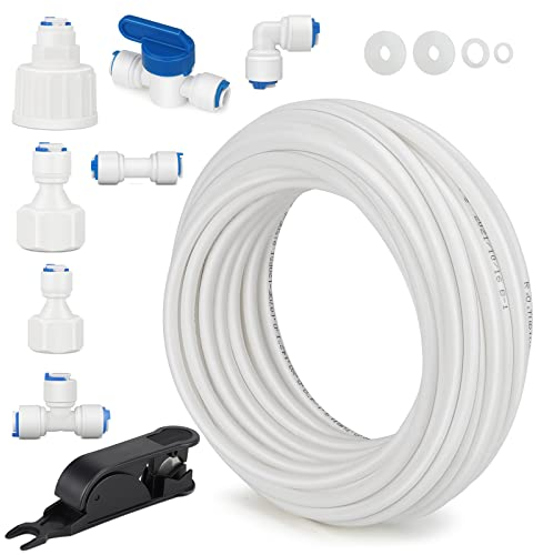 Kit de Connexion pour Réfrigérateur 10 Pièce Raccord de Filtre à Eau 15m Tuyau D'alimentation en Eau Tube de Filtre Pièces et Accessoires Ensemble de raccords pour Réfrigérateur Tubes(1/4)