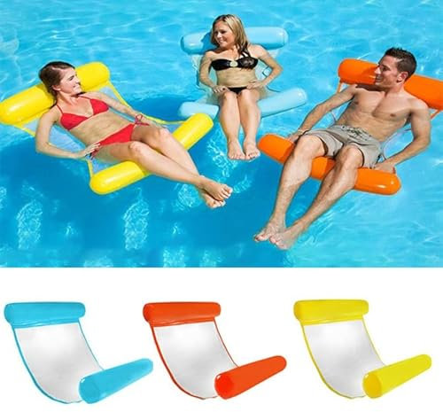 Wasser-Hängematte, Schwimmbecken Strand schwimmend aufblasbar Pool-Hängematte Schwimmbett Liegestuhl Drifter Schwimmbecken Strandschwimmer für Erwachsene Jungen und Mädchen (Blau)