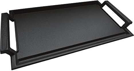 COVERCOOK Sartén de Hierro Fundido, Sartén para Parrilla, Parrilla Rectangular, 43 x 23 cm, Sartén Plana para Placa de Inducción, con 2 Asas, para Horno de Fuego Abierto, Estufa Eléctrica