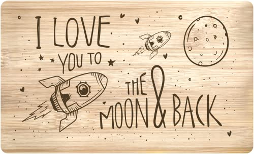 Tassenbrennerei Frühstücksbrettchen mit Spruch - I love you to the moon & back - Echtholz Made in Germany - Geschenk für Freund, Freundin