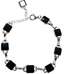 YUUKI Armband Silber 925 Damen,Tennisarmbänder Für Damen Black Drip Square Armband Armreifen Mit Verstellbarer Silberkette Armband 925Er Silber Armband Modeschmuck Für Männer Frauen