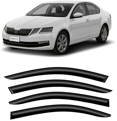CLIM ART Windabweiser für/kompatible mit Skoda Octavia 13-20 - Klebe 4 St. | Regenabweiser Autofenster Regenschutz Skoda Octavia III – bruchsicher Polycarbonat, kratzt nicht, wetterfest, frischluft