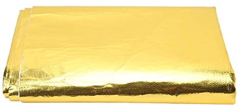 Hitzebarriere-Reflexfolie, Selbstklebende Hochtemperatur-Hitzeschildfolie, Wärmereflektierende Rolle mit Selbstklebender Rückseite, Wärmedämmdecke für den Schutz von Kfz-Schläuchen (Gold)