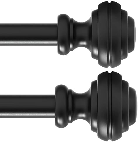Curtain Rods for Windows 48-84 inch,3/4 inch Heavy Duty Adjustable Decorative Curtain Rod with Modern Finials,2 Pack Window Rods for Bedroom, Living Room,Patio and Kitchen