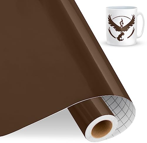 IModeur Film vinyle autocollant pour traceur - Marron brillant - 30,5 cm x 457,5 cm - Pour traceur Cricut, Silhouette Cameo, la plupart des machines de découpe