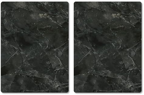 Pagnanno Hob Covers Chopping Board Pack of 2 - Versatile Kitchen Board Glass Worktop Savers - Heat Resistant Sink Boards, Worktop Protectors - Marble Effect Grey (Design 7, 50x40CM)